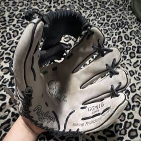 Ggp11g Rawlings 11 Inch Leather Baseball Softball Glove Gray Black Lace Closure