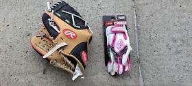 Rawlings Lht Rh T-ball Glove Batting Gloves Pink White New