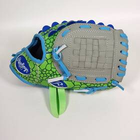 Pl9g-dino Rawlings Pl9gdino Players Series Tee Ball Glove Rht Green And Blue 9 Inch Kids Youth