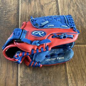 Pm10rs Rawlings Playmaker 10 Inch Leather Basket-web Red Blue Baseball Glove