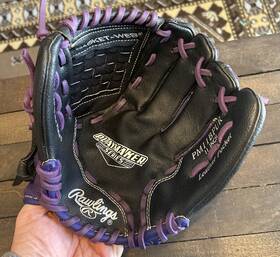 Pm11bpur Rawlings 11 Inch Baseball Softball Glove Black/purple Leather