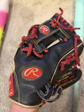 Pro204w-2bg Rawlings 11.5 Inch Leather Baseball Glove Black Red Gold 5 Finger