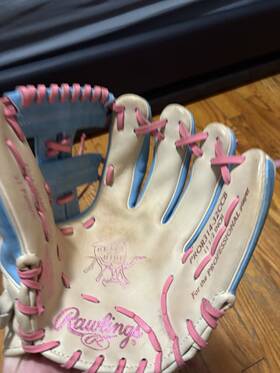 Pror314-2ccb Rawlings 11.5 Inch Leather Baseball Glove Cream Blue Pink 5 Finger