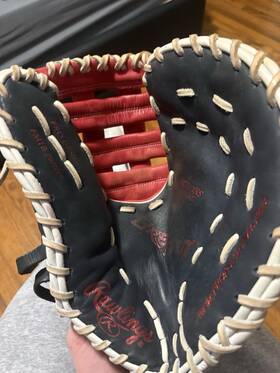 Prv19 Rawlings 11.5 Inch Leather Baseball Glove Black Red White 5 Finger Lace Prv19 Rawlings 11.5 Inch Leather Baseball Glove Black Red White 5 Finger Lace