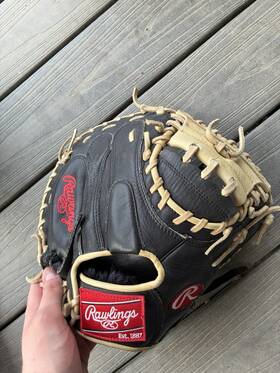 Pscm33bgc Rawlings Pro Series 33 Inch Leather Mitt Black/beige For Baseball Softball
