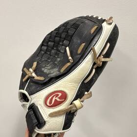 R50130bw Rawlings 13 Inch Leather Baseball Glove Left Hand Throw Black/white Strap