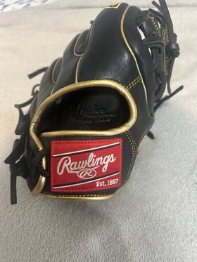 R9314-2 Rawlings R9 Series 11.5 Black Gold Leather Baseball Glove 5 Finger