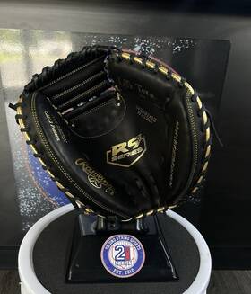 R9cm325bg-3 Rawlings R9 Series Leather Baseball Catchers Mitt 32.5 Inch Rht - Black/gold