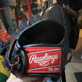 R9xt65 Rawlings 12.5 Black Red Leather Baseball Softball Glove 5 Finger