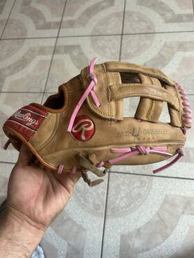 Rbg22 Rawlings Brown Pink Leather Baseball Glove Hinged Pad Lace Closure