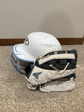 Rfp3m9 Rawlings Blue Softball Helmet And Glove