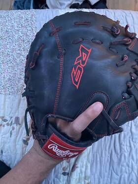 Rxtem16b Rawlings 12 Inch Black Red Leather Adult Baseball Glove Model