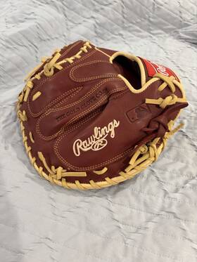 Rawlings Sfm33s Sandlot 33in Catcher Mitt Lht Leather Padded Laced Web