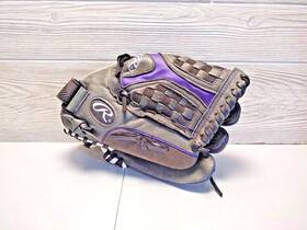 St1250fpur Rawlings Storm 12.5in Leather Youth Softball Glove Gray/black/purple