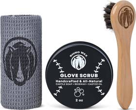 Rhino Wax 850044453726 Baseball Glove Scrub Kit - Deep Cleans Base Ball Softball Gloves With Powerful