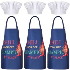 Chh-skicuff-0648 Skicuff 6 Pcs Chili Cook Off Prizes - Apron Chef Hat 1st/2nd/3rd Trophies Adjustable