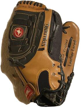 18455 Spalding Rht 11 Inch Leather Laced Hand Crafted Brown Baseball Glove/crown Web