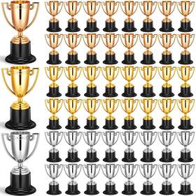 Daily-5035 Teyva Daily 60 Pcs Mini Trophies Bulk 4 Inch Gold Silver Bronze Small Trophy Cups Set Pla