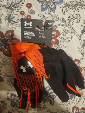 1378345-810-xl Under Armour Ua Baseball Batting Gloves Mens Xl Black Orange Pair