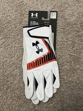 Eqpt-003503 Under Armour Yard 9 Gloves - Batting Mens White/navy /orange Size Large New Eqpt-003503 Under Armour Yard 9 Gloves - Batting Mens White/navy /orange Size Large New