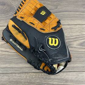 A0352 Wilson 026388301492 Es13 13 Inch Softball Mitt Glove Leather Lht Pre-owned Good Condition