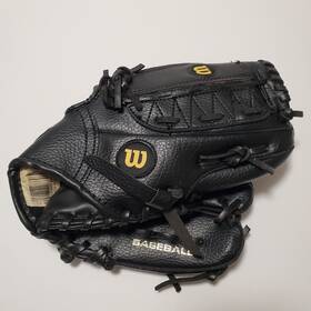 A0200 Wilson 026388860807 Youth Black Baseball Glove 10 1/2 Inch Xlc Rht Dual Hinged Worn Used