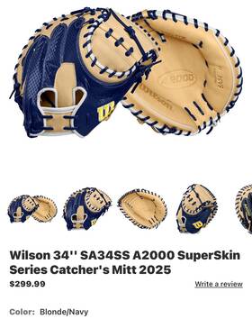 Wbw10253134 Wilson 097512830737 A2000 Sa34ss 34 Inch Baseball Catchers Mitt New W Tags