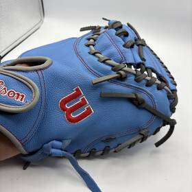 A550 Wilson 097512864503 Youth Baseball Catchers Mitt Rht 32 Inch Blue/grey