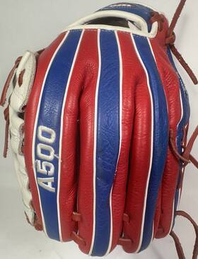 A500 Wilson 887768528249 Red White And Blue 12.5 Inch Baseball Glove Rht A500 Wilson 887768528249 Red White And Blue 12.5 Inch Baseball Glove Rht