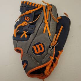 A04rb17 Wilson A450 Youth Baseball Glove 11.5 Inch Gray Blue Orange Soft Lining Rht