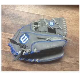 Wilson A04rb221075 A450 10 Inch Youth Baseball Glove Gray Blue Right Hand Throw T-ball Beginner