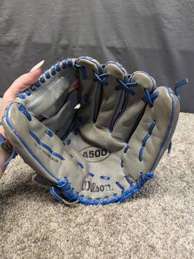 A05rb16125 Wilson A500 Y-web 12.5 Inch Baseball Glove Left Hand Throw Gray Blue Mitt A05rb16125 Wilson A500 Y-web 12.5 Inch Baseball Glove Left Hand Throw Gray Blue Mitt