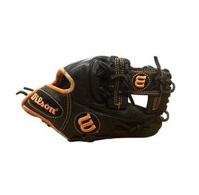 A1788 Wilson 6-4-3 11.25 Inch Black Orange Leather Baseball Glove Mitt Rht