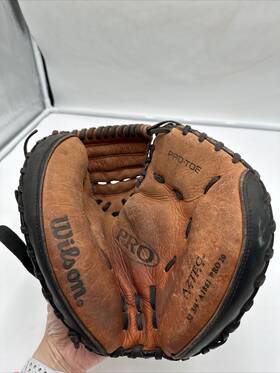 A1861pro20 Wilson Baseball Glove Pro Toe Broken-in Catchers Mitt Black/brown Rht