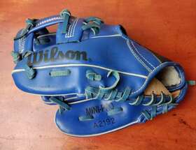 A2192 Wilson Mini Pro Series Blue Baseball Glove Tball Euc Left Hand Thrower