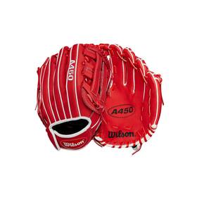 B0ckdqczsr Wilson 2024 A450 11 Inch Youth Infield Baseball Glove - Rht Red/white