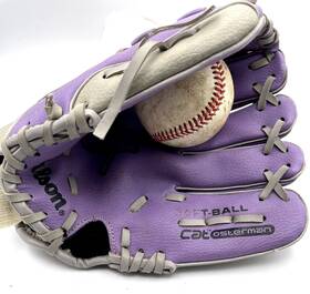 Gl1610-11625 Wilson Youth T-ball Glove 10 Inch Cat Osterman Purple Grey. A0200 Rht