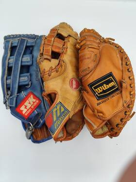 Dpg-6800 Wilson Mizuno Ssk Sasaki Sports Lot Of 3 Vintage Baseball Gloves Good