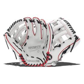 Worth 043365365216 Freedom Series Slowpitch Softball Glove 13 In White Navy Red Left Hand Throw