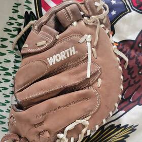 Worth Mpcc11 D1 Left Hand Throw Leather Laced Web Glove Brown