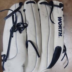 Worth Wl1225f 12.25 Inch Left Hand Softball Glove Leather Padded White/navy