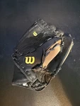 Wilson 12" A2498 Leather Baseball Glove Black & Tan Youth Rh Throw Flexback. Fixed Price $15.30.