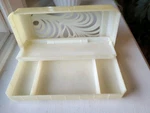 Mcm Ivory Plastic Beauty Chest Box Folding Lid See Through Scroll Design Empire. Fixed Price $14.95.