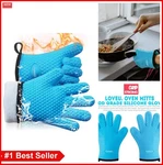 Kitchen Oven Gloves Heat Resistant Silicone Bbq Grilling Mitts 5 Finger Non. Fixed Price $33.24.