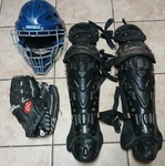 Assorted Baseball Gear Bundle Marucci Helmet Rawlings Shin Guards Glove Preowned. Fixed Price $78.00.