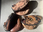 3 Mizuno Catcher Mitts Used Right Handed Baseball Gloves Gxc 91, Gxs 104. Fixed Price $249.99.