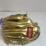 Rawlings BLBK2 Gold Leather 5 Finger Baseball Glove Lace Closure Approx Size 8. Fixed Price $82.25.