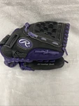 Rawlings Youth Rht Highlight Glove HFP150BP 11.5" All Leather Shell Black/purple. Fixed Price $13.00.