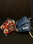 Franklin Youth Fielding Gloves With Ball Right Hand Throw Red & Blue 9" 8. Fixed Price $15.00.