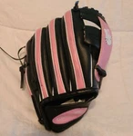 Hello Kitty 9-1/2" T-ball/youth Baseball Glove Black & Pink Right Hand Thrower. Fixed Price $8.00.